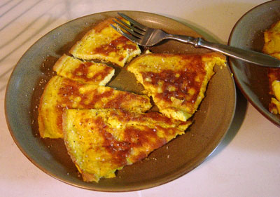 Omelet from bantam chicken eggs